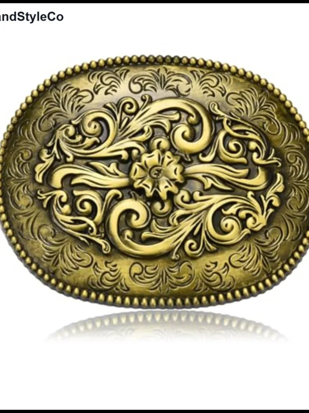 Western Belt Buckle for Men Antique Engraved Flower Zinc Alloy Snap On